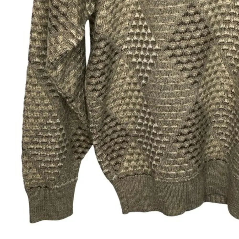 VTG Jantzen Mens Geometric Crew Neck Retro Grandpa Sweater Size L Beige Neutral